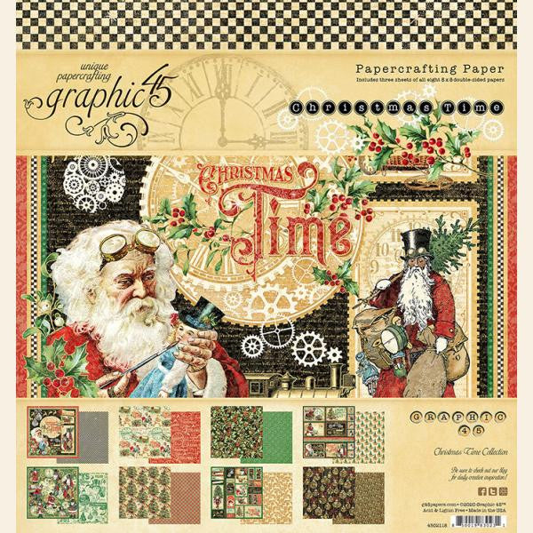 Paquete de colección Graphic 45 Christmas Time de 8" x 8"